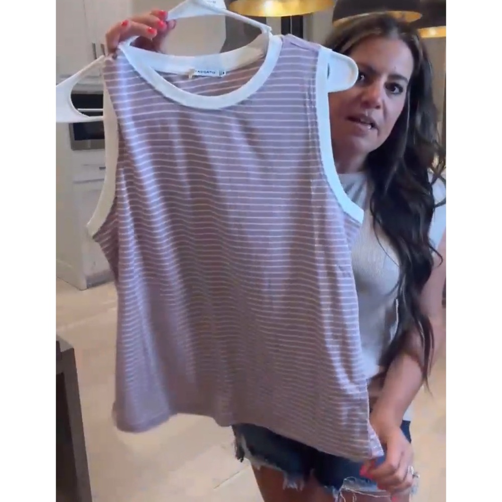 Staccato Mauve Striped Tank - Size XLarge